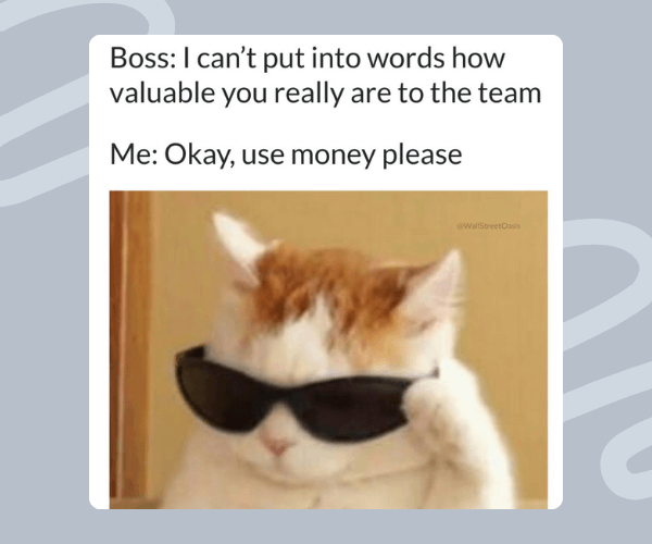 A meme featuring block text above a photo of a cat. Below the text is an image of a fluffy white and orange cat wearing dark sunglasses, tilting its head and pushing the glasses up with one paw as if coolly adjusting them.