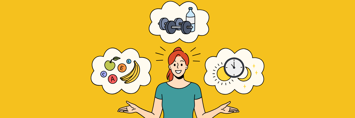 An illustration of a person running inside a hamster wheel filled with work-related icons like clocks, charts, files, and dollar signs, symbolizing the nonstop grind of daily responsibilities.